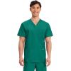 Cherokee Scrub Set For Men, V-Neck 3 Pocket Top WW670 with Modern Fit 7 Pocket Tapered Leg Pant WW140(Hunter Green)