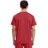 Cherokee Scrub Set For Men, V-Neck 3 Pocket Top WW670 with Modern Fit 7 Pocket Tapered Leg Pant WW140(Red)