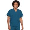 Cherokee Scrub Set for Men and Women, Traditional Fit V-Neck Scrub Top 4777 with Natural Rise, Elastic Waist Pant 4000(Caribbean Blue)