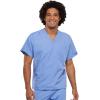 Cherokee Scrub Set for Men and Women, Traditional Fit V-Neck Scrub Top 4777 with Natural Rise, Elastic Waist Pant 4000(Ciel)
