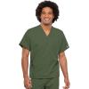 Cherokee Scrub Set for Men and Women, Traditional Fit V-Neck Scrub Top 4777 with Natural Rise, Elastic Waist Pant 4000(Olive)