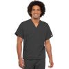 Cherokee Scrub Set for Men and Women, Traditional Fit V-Neck Scrub Top 4777 with Natural Rise, Elastic Waist Pant 4000(Pewter)
