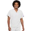 Cherokee Scrub Set for Men and Women, Traditional Fit V-Neck Scrub Top 4777 with Natural Rise, Elastic Waist Pant 4000(White)