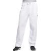 Cherokee Scrub Set for Men and Women, Traditional Fit V-Neck Scrub Top 4777 with Natural Rise, Elastic Waist Pant 4000(White)