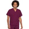 Cherokee Scrub Set for Men and Women, Traditional Fit V-Neck Scrub Top 4777 with Natural Rise, Elastic Waist Pant 4000(Wine)