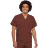 Cherokee Scrub Set for Men and Women from, Traditional Fit V-Neck Top 4777 with Natural Rise Drawstring Cargo Pant 4100(Chocolate)