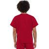 Cherokee Scrub Set for Men and Women from, Traditional Fit V-Neck Top 4777 with Natural Rise Drawstring Cargo Pant 4100(Red)