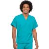 Cherokee Scrub Set for Men and Women from, Traditional Fit V-Neck Top 4777 with Natural Rise Drawstring Cargo Pant 4100(Turquoise)