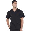 Cherokee Scrub Set for Men from, 4 Pocket V-Neck Scrub Top WW695 with 5 Pocket Tapered Leg Fly Front Cargo Pant WW190(Black)