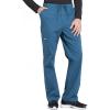 Cherokee Scrub Set for Men from, 4 Pocket V-Neck Scrub Top WW695 with 5 Pocket Tapered Leg Fly Front Cargo Pant WW190(Caribbean Blue)