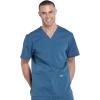 Cherokee Scrub Set for Men from, 4 Pocket V-Neck Scrub Top WW695 with 5 Pocket Tapered Leg Fly Front Cargo Pant WW190(Caribbean Blue)