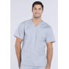 Cherokee Scrub Set for Men from, 4 Pocket V-Neck Scrub Top WW695 with 5 Pocket Tapered Leg Fly Front Cargo Pant WW190(Grey)