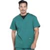Cherokee Scrub Set for Men from, 4 Pocket V-Neck Scrub Top WW695 with 5 Pocket Tapered Leg Fly Front Cargo Pant WW190(Hunter Green)