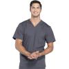 Cherokee Scrub Set for Men from, 4 Pocket V-Neck Scrub Top WW695 with 5 Pocket Tapered Leg Fly Front Cargo Pant WW190(Pewter)