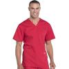 Cherokee Scrub Set for Men from, 4 Pocket V-Neck Scrub Top WW695 with 5 Pocket Tapered Leg Fly Front Cargo Pant WW190(Red)