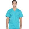 Cherokee Scrub Set for Men from, 4 Pocket V-Neck Scrub Top WW695 with 5 Pocket Tapered Leg Fly Front Cargo Pant WW190(Teal Blue)