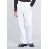 Cherokee Scrub Set for Men from, 4 Pocket V-Neck Scrub Top WW695 with 5 Pocket Tapered Leg Fly Front Cargo Pant WW190(White)