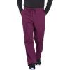 Cherokee Scrub Set for Men from, 4 Pocket V-Neck Scrub Top WW695 with 5 Pocket Tapered Leg Fly Front Cargo Pant WW190(Wine)