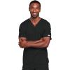 Cherokee Scrub Set for Men or Women, Traditional Fit 4 Pocket V-Neck Top 4725 with 5 Pocket Natural Rise Cargo Pant 4043(Black)