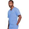 Cherokee Scrub Set for Men or Women, Traditional Fit 4 Pocket V-Neck Top 4725 with 5 Pocket Natural Rise Cargo Pant 4043(Ciel)