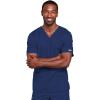 Cherokee Scrub Set for Men or Women, Traditional Fit 4 Pocket V-Neck Top 4725 with 5 Pocket Natural Rise Cargo Pant 4043(Navy)