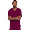 Cherokee Scrub Set for Men or Women, Traditional Fit 4 Pocket V-Neck Top 4725 with 5 Pocket Natural Rise Cargo Pant 4043(Wine)