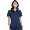 Cherokee Scrub Set for Women, Tuckable Snap Front Polo Shirt WW698 with Mid Rise Tapered Leg Drawstring Scrub Pant WW105(Navy)