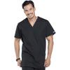 Cherokee Scrub Sets for Women and Men, 6 Pocket Medical Scrubs with V-Neck Top 4876 & Drawstring Cargo Pant 4100(Black)