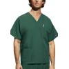 Cherokee Scrub Sets for Women and Men, 6 Pocket Medical Scrubs with V-Neck Top 4876 & Drawstring Cargo Pant 4100(Hunter Green)