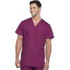 Cherokee Scrub Sets for Women and Men, 6 Pocket Medical Scrubs with V-Neck Top 4876 & Drawstring Cargo Pant 4100(Wine)