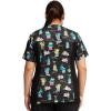 Cherokee Scrub for Women V-Neck Top Traditional fit with Dolman Sleeve and Fade Resistant Fabric – 4700(Feline Fan-cactus)