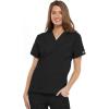 Cherokee Scrub set for women Traditional Fit Dolman Sleeve, V-neck Top 4700 Natural Rise Flare Leg Drawstring Pant 4101(Black)
