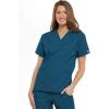 Cherokee Scrub set for women Traditional Fit Dolman Sleeve, V-neck Top 4700 Natural Rise Flare Leg Drawstring Pant 4101(Caribbean Blue)