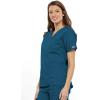 Cherokee Scrub set for women Traditional Fit Dolman Sleeve, V-neck Top 4700 Natural Rise Flare Leg Drawstring Pant 4101(Caribbean Blue)