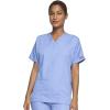 Cherokee Scrub set for women Traditional Fit Dolman Sleeve, V-neck Top 4700 Natural Rise Flare Leg Drawstring Pant 4101(Ciel)