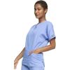 Cherokee Scrub set for women Traditional Fit Dolman Sleeve, V-neck Top 4700 Natural Rise Flare Leg Drawstring Pant 4101(Ciel)