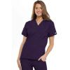 Cherokee Scrub set for women Traditional Fit Dolman Sleeve, V-neck Top 4700 Natural Rise Flare Leg Drawstring Pant 4101(Eggplant)