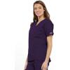 Cherokee Scrub set for women Traditional Fit Dolman Sleeve, V-neck Top 4700 Natural Rise Flare Leg Drawstring Pant 4101(Eggplant)