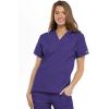 Cherokee Scrub set for women Traditional Fit Dolman Sleeve, V-neck Top 4700 Natural Rise Flare Leg Drawstring Pant 4101(Grape)