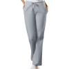 Cherokee Scrub set for women Traditional Fit Dolman Sleeve, V-neck Top 4700 Natural Rise Flare Leg Drawstring Pant 4101(Grey)