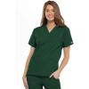 Cherokee Scrub set for women Traditional Fit Dolman Sleeve, V-neck Top 4700 Natural Rise Flare Leg Drawstring Pant 4101(Hunter Green)