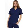 Cherokee Scrub set for women Traditional Fit Dolman Sleeve, V-neck Top 4700 Natural Rise Flare Leg Drawstring Pant 4101(Navy)