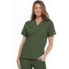 Cherokee Scrub set for women Traditional Fit Dolman Sleeve, V-neck Top 4700 Natural Rise Flare Leg Drawstring Pant 4101(Olive)