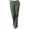 Cherokee Scrub set for women Traditional Fit Dolman Sleeve, V-neck Top 4700 Natural Rise Flare Leg Drawstring Pant 4101(Olive)