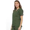 Cherokee Scrub set for women Traditional Fit Dolman Sleeve, V-neck Top 4700 Natural Rise Flare Leg Drawstring Pant 4101(Olive)