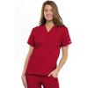 Cherokee Scrub set for women Traditional Fit Dolman Sleeve, V-neck Top 4700 Natural Rise Flare Leg Drawstring Pant 4101(Red)