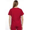 Cherokee Scrub set for women Traditional Fit Dolman Sleeve, V-neck Top 4700 Natural Rise Flare Leg Drawstring Pant 4101(Red)