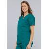 Cherokee Scrub set for women Traditional Fit Dolman Sleeve, V-neck Top 4700 Natural Rise Flare Leg Drawstring Pant 4101(Teal Blue)