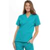 Cherokee Scrub set for women Traditional Fit Dolman Sleeve, V-neck Top 4700 Natural Rise Flare Leg Drawstring Pant 4101(Turquoise)