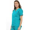 Cherokee Scrub set for women Traditional Fit Dolman Sleeve, V-neck Top 4700 Natural Rise Flare Leg Drawstring Pant 4101(Turquoise)
